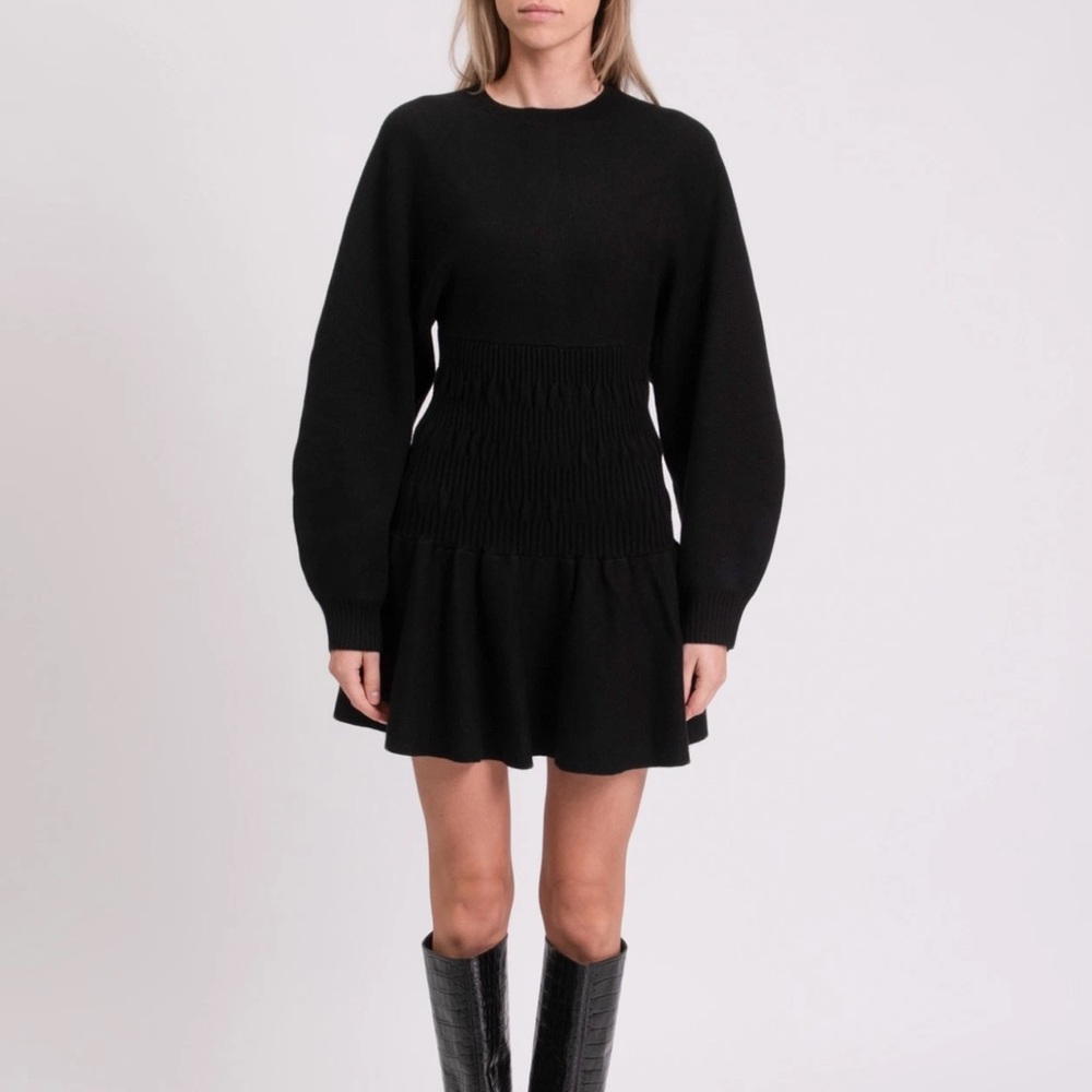NEW With Tags Maje Elegant Black Long Sleeve Knit Dress